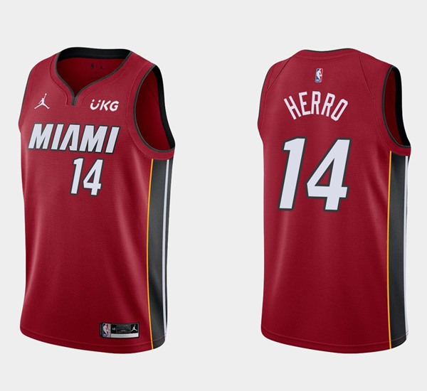 Men's Miami Heat #14 Tyler Herro City Edition Red Stitched NBA Jersey