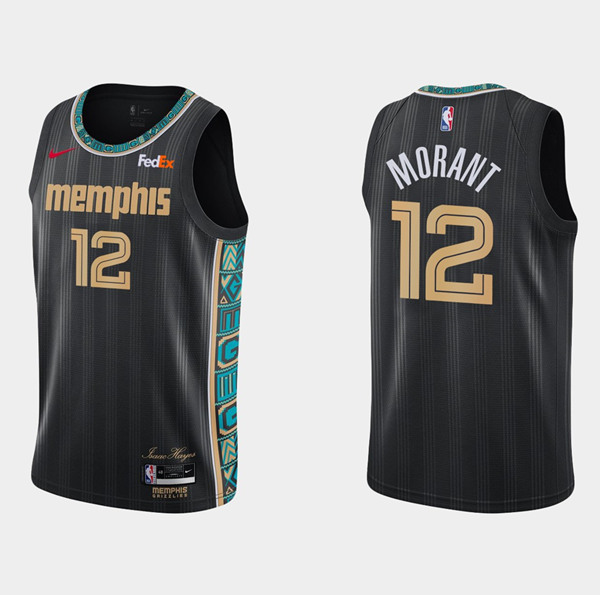 Men's Memphis Grizzlies #12 Ja Morant 2020-21 Black City Edition Stitched NBA Jersey
