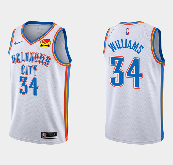 Men's Oklahoma City Thunder #34 Kenrich Williams White Stitched NBA Jersey