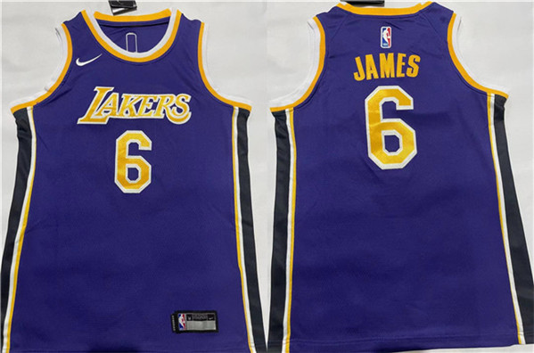 Men's Los Angeles Lakers #6 LeBron James Purple Stitched Basketball Jersey