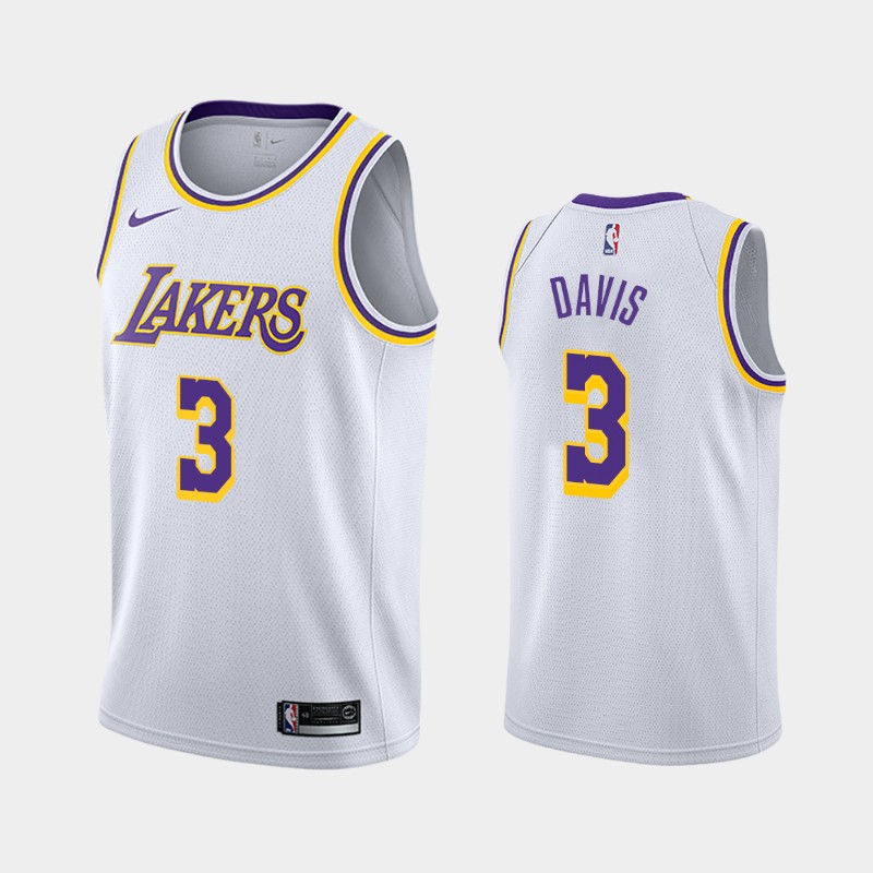 Men's Los Angeles Lakers #3 Anthony Davis White Stitched NBA Jersey