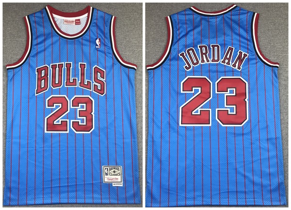 Men's Chicago Bulls #23 Michael Jordan Bule Throwback Stitched NBA Jersey