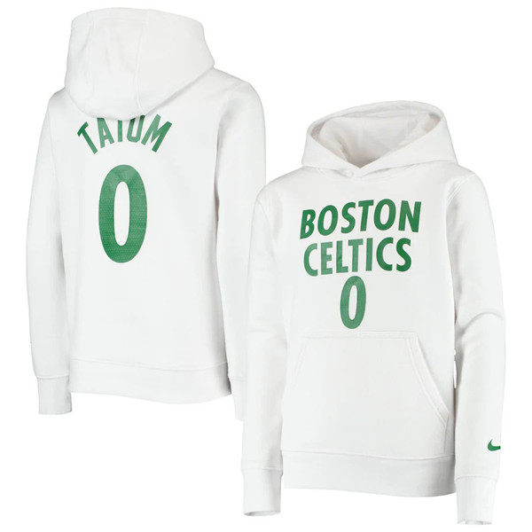 Men's Boston Celtics #0 Jayson Tatum 2021 White Pullover Hoodie