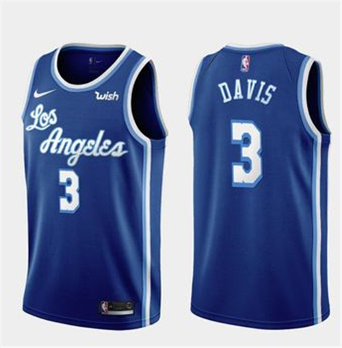 Men's Los Angeles Lakers #3 Anthony Davis Blue Stitched NBA Jersey