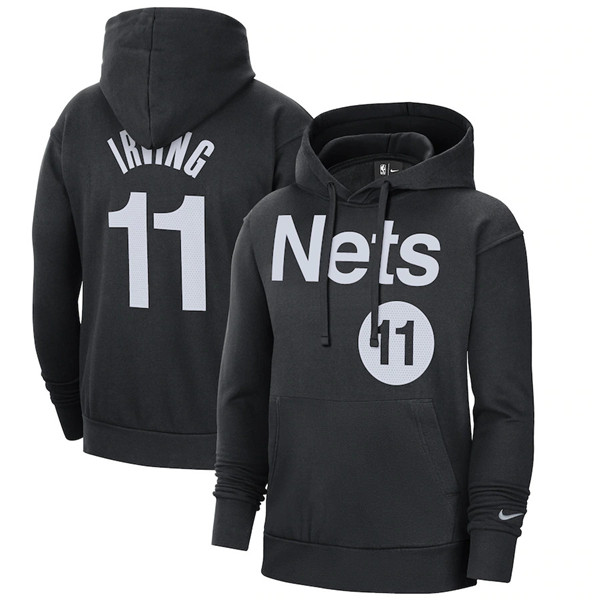 Men's Brooklyn Nets #11 Kyrie Irving 2021 Black Pullover Hoodie