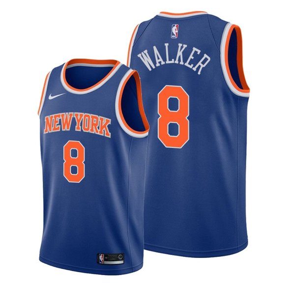 Men's New York Knicks #8 Kemba Walker Blue Stitched Basketball Jersey