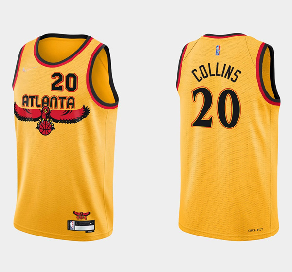 Men's Atlanta Hawks 2021/22 City Edition #20 John Collin Gold Stitched Basketball Jersey