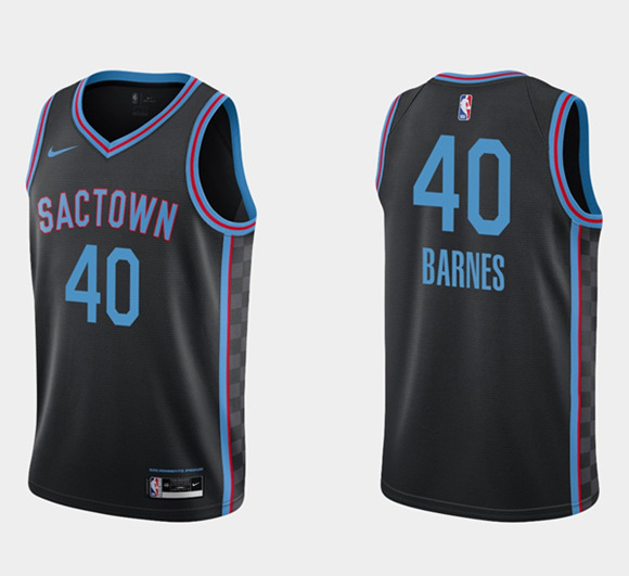 Men's Sacramento Kings #40 Harrison Barnes Black Basketball Stitched Jersey