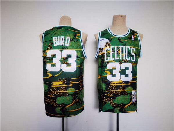 Men's Boston Celtics #33 Larry Bird Green/Black Throwback Stitched Jersey
