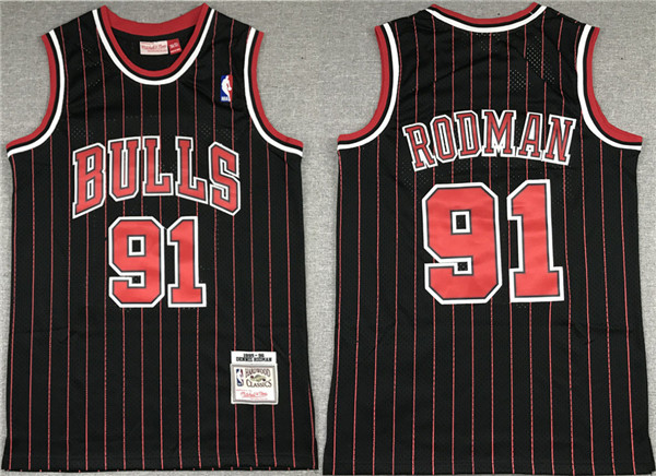 Men's Chicago Bulls #91 Dennis Rodman Black Stitched Jersey