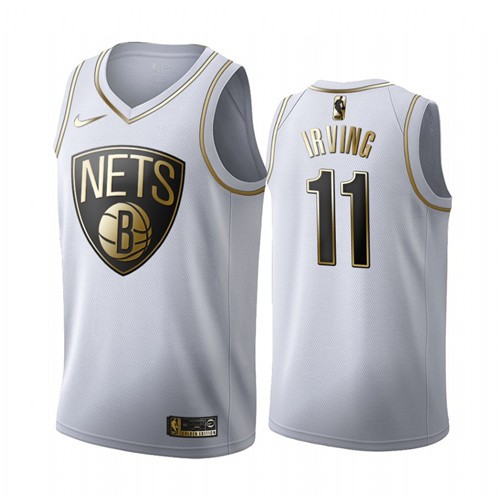 Men's Brooklyn Nets #11 Kyrie Irving White 2019 Golden Edition Stitched NBA Jersey