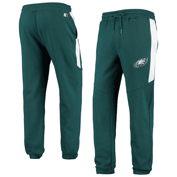Men's Philadelphia Eagles Starter Green/White Goal Post Fleece Pants
