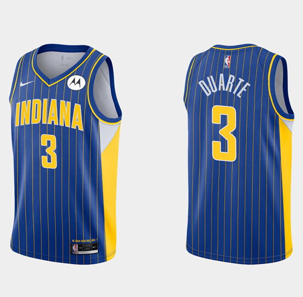 Men's Indiana Pacers #3 Chris Duarte Royal City Edition Basketball Stitched Jersey