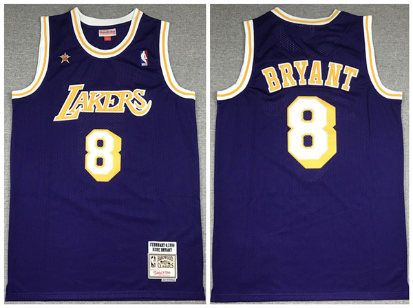Men's Los Angeles Lakers #8 Kobe Bryant Purple 1998 All Star Throwback Stitched NBA Jersey