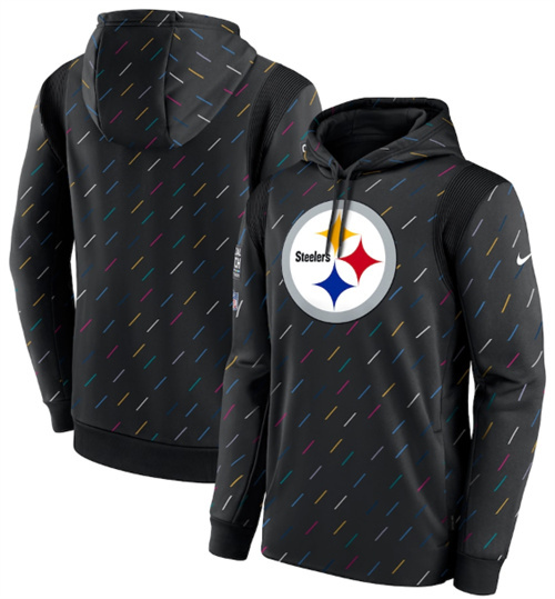 Men's Pittsburgh Steelers 2021 Charcoal Crucial Catch Therma Pullover Hoodie