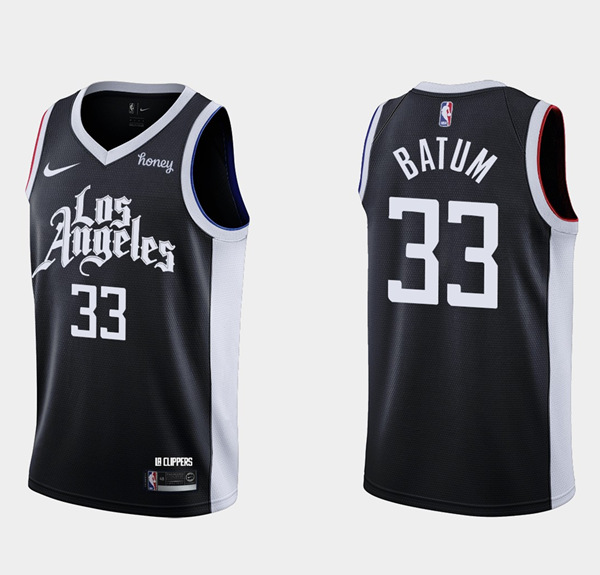 Men's Los Angeles Clippers #33 Nicolas Batum Black City Edition Stitched Basketball Jersey