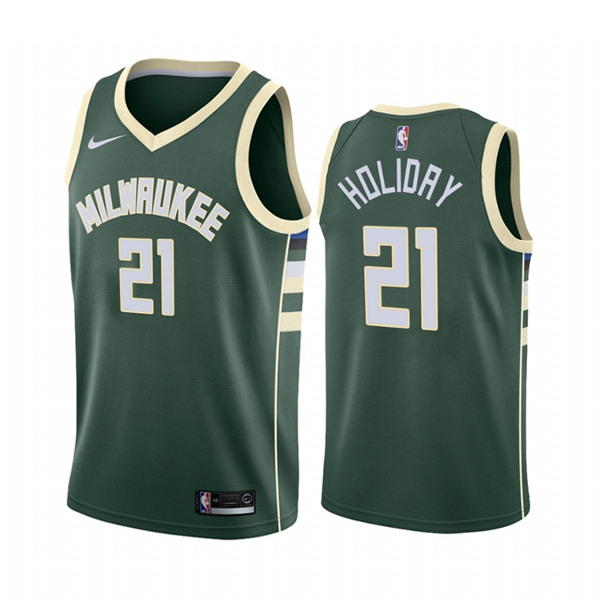 Men's Milwaukee Bucks #21 Jrue Holiday Green Stitched NBA Jersey