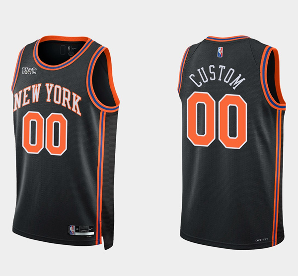 Men's New York Knicks Active Custom Black 75th Anniversary Stitched Basketball Jersey