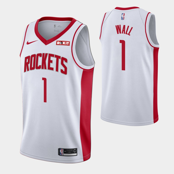 Men's Houston Rockets #1 John Wall White Stitched NBA Jersey