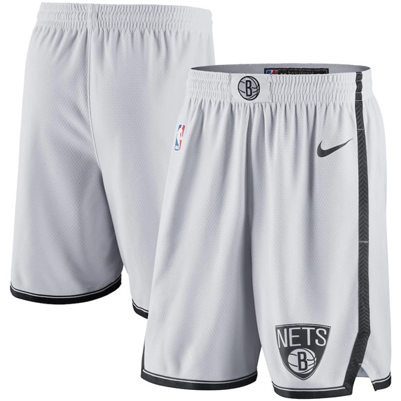 Men's Brooklyn Nets White Shorts (Run Smaller)