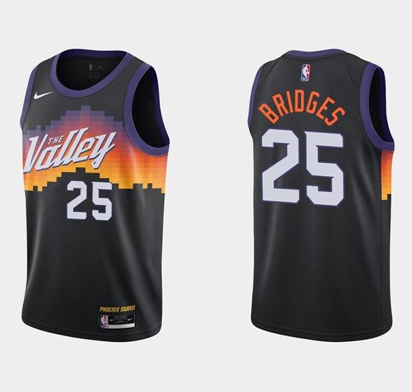 Men's Phoenix Suns #25 Mikal Bridges Black City Edition New Uniform 2021 Stitched NBA Jersey