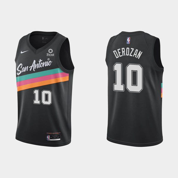 Men's San Antonio Spurs Black #10 DeMar DeRozan Black City Edition Fiesta 2020-21 Stitched NBA Jersey