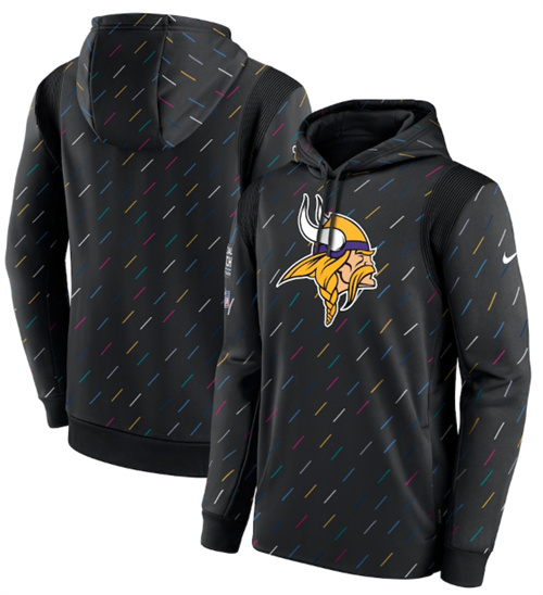 Men's Minnesota Vikings 2021 Charcoal Crucial Catch Therma Pullover Hoodie