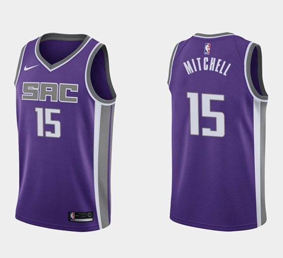 Men's Sacramento Kings #15 Davion Mitchell Purple Basketball Stitched Jersey