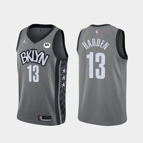 Men's Brooklyn Nets #13 James Harden Grey 2020/21 Stitched NBA Jersey