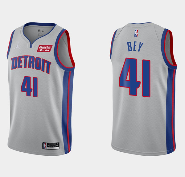 Men's Detroit Pistons #41 Saddiq Bey Gray Motor City Edition 2020-21 Stitched NBA Jersey
