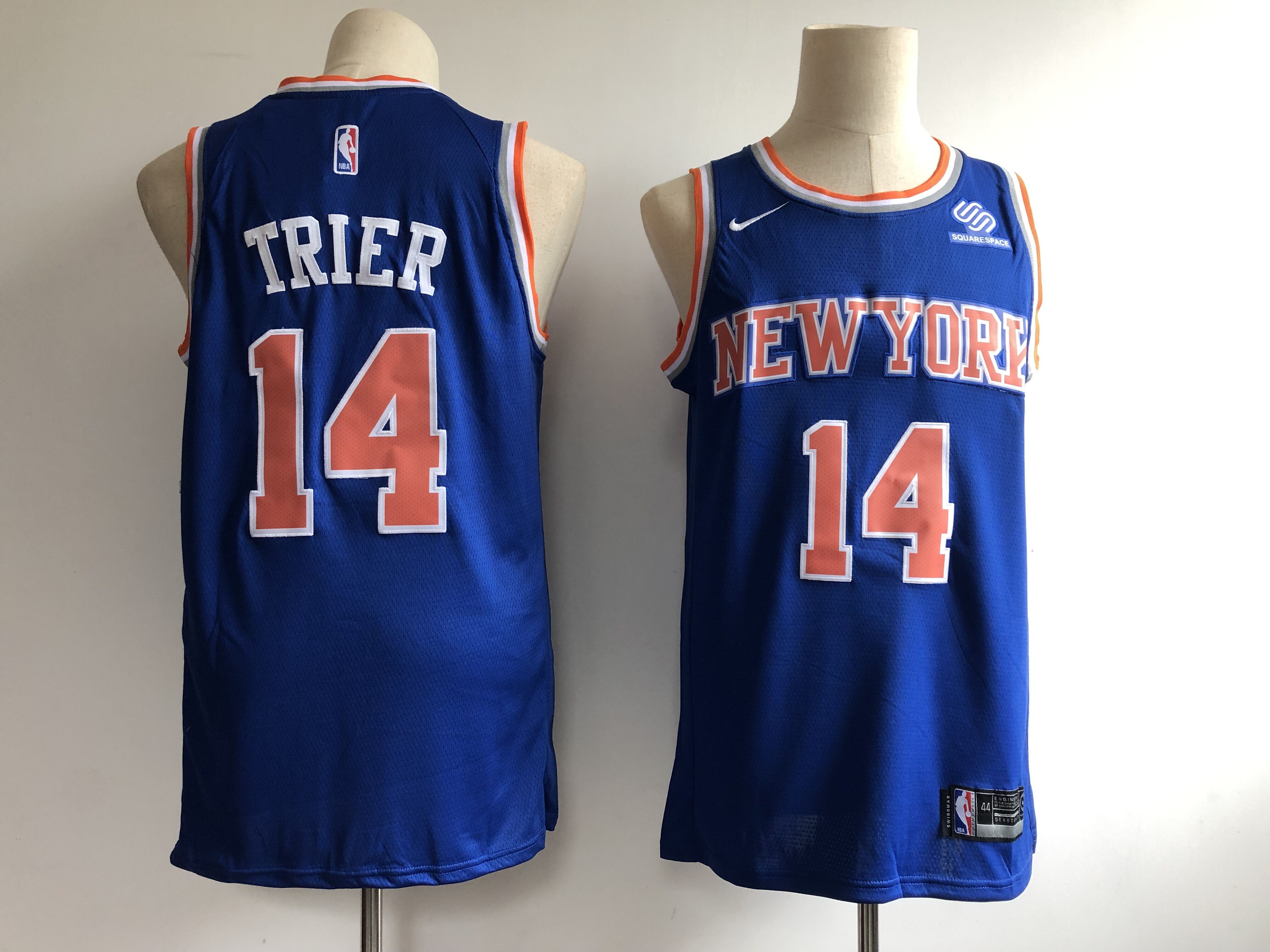 Men's New York Knicks #14 Allonzo Trier Blue Swingman Stitched NBA Jersey