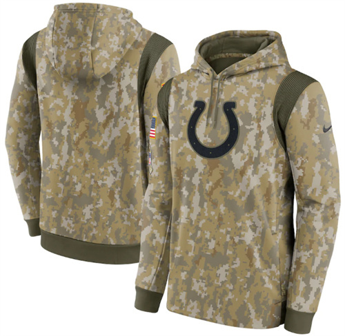 Men's Indianapolis Colts Camo 2021 Salute To Service Therma Performance Pullover Hoodie