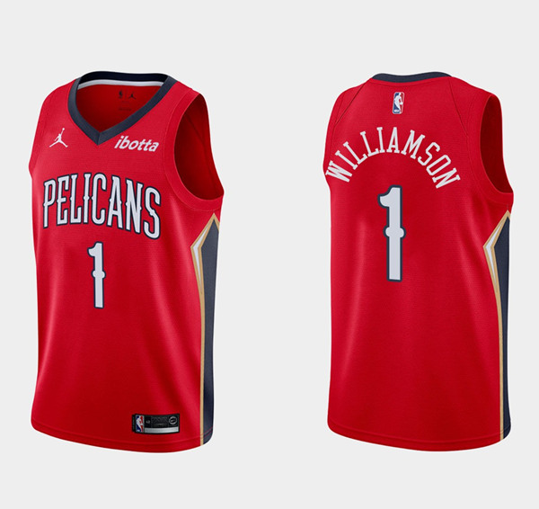 Men's New Orleans Pelicans #1 Zion Williamson Red Stitched NBA Jersey