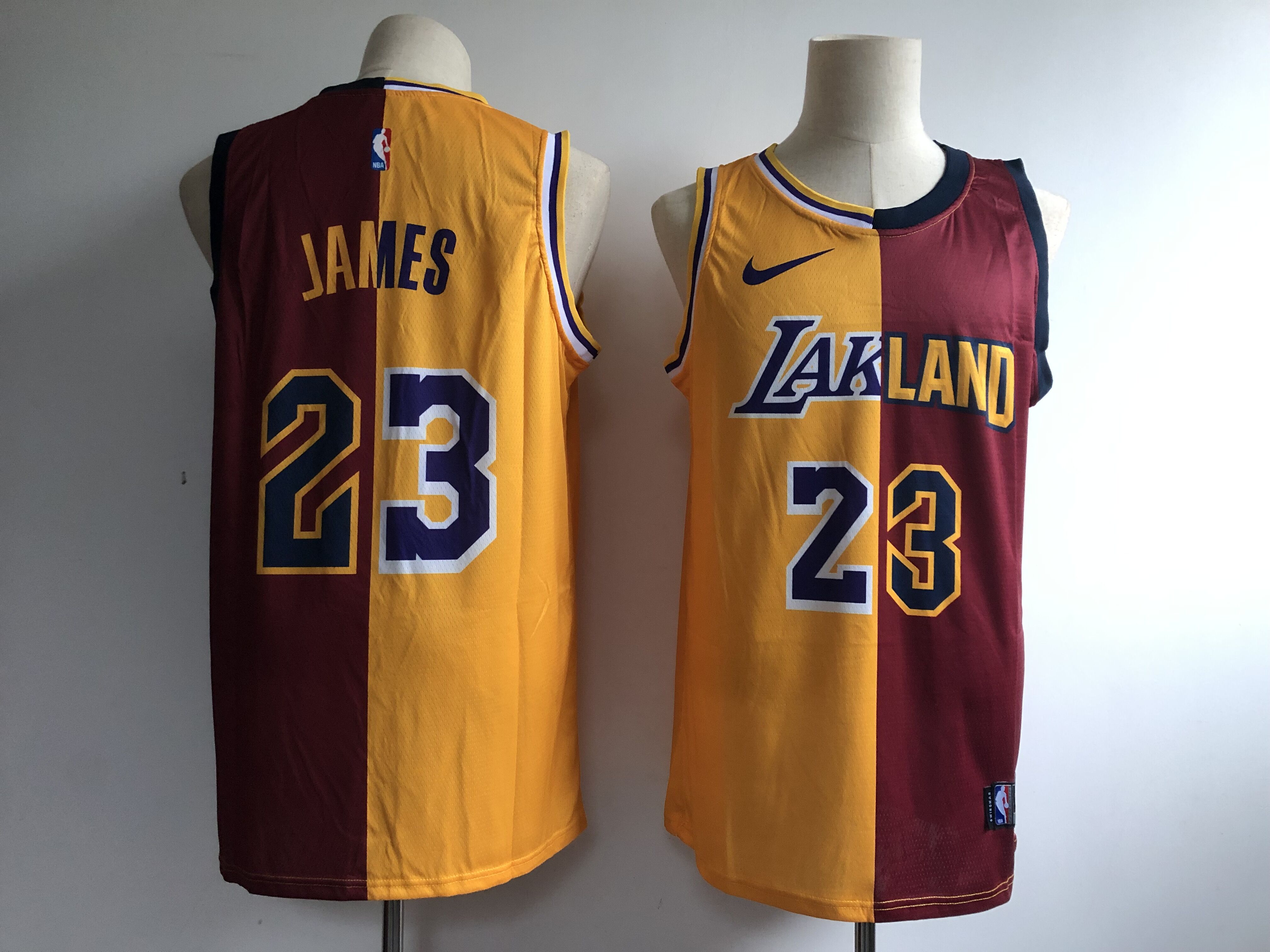 Men's Los Angeles Lakers #23 Lebron James Gold/Wine Fashion Swingman Stitched NBA Jersey