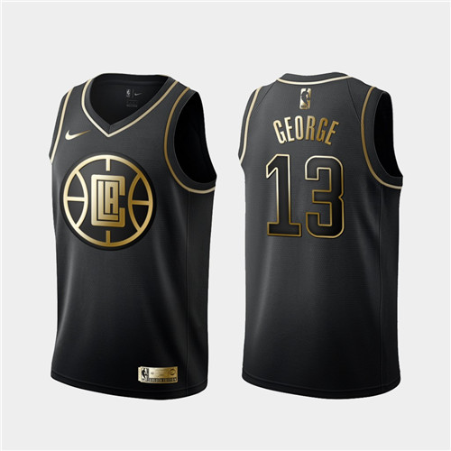 Men's Los Angeles Clippers #13 Paul George Black 2019 Golden Edition Stitched NBA Jersey