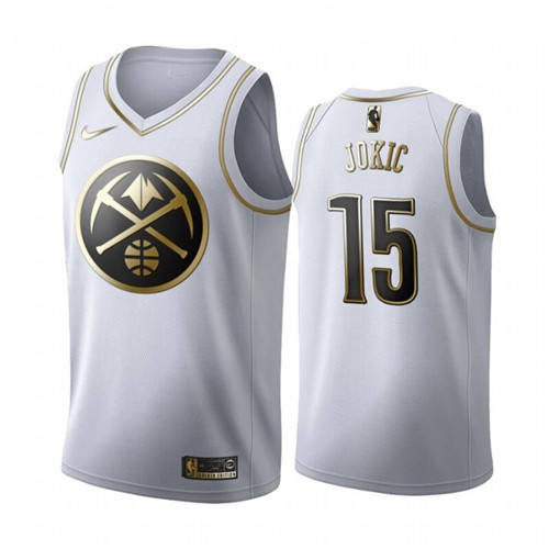 Men's Denver Nuggets #15 Nikola Jokic White 2019 Golden Edition Stitched NBA Jersey