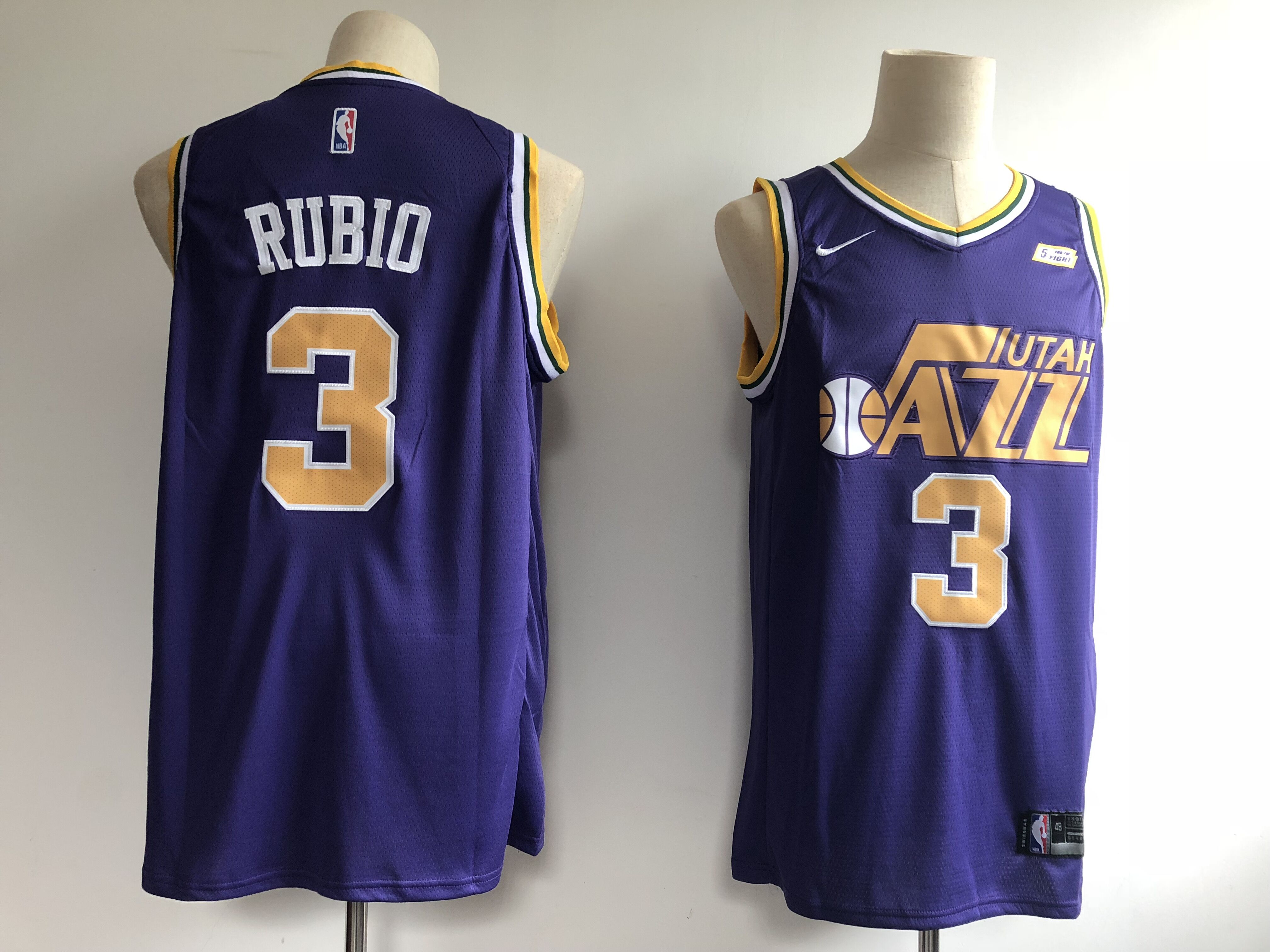 Men's Utah Jazz #3 Ricky Rubio Purple Swingman Stitched NBA Jersey