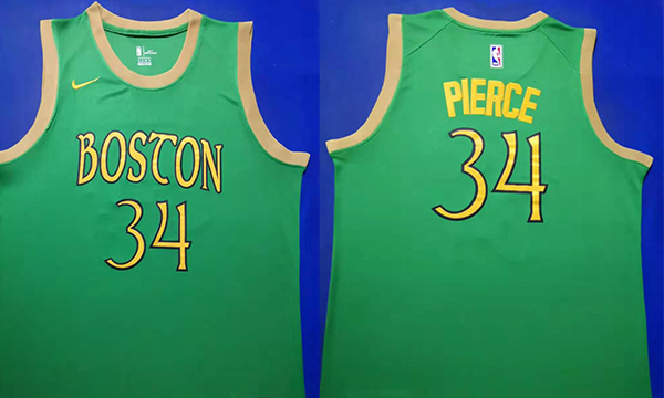 Men's Boston Celtics #34 Paul Pierce Green City Edition Stitched NBA Jersey