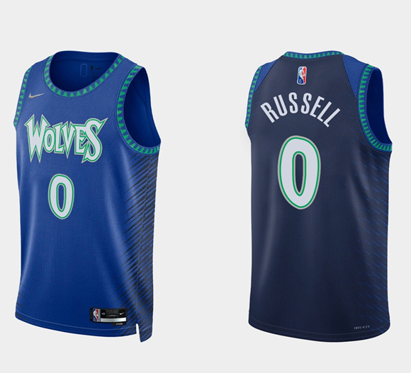 Men's Minnesota Timberwolves #0 D'angelo Russell Royal 75th Anniversary City Stitched Jersey