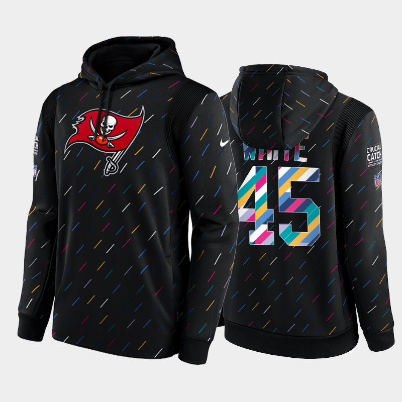 Men's Tampa Bay Buccaneers #45 Devin White 2021 Charcoal Crucial Catch Therma Pullover Hoodie