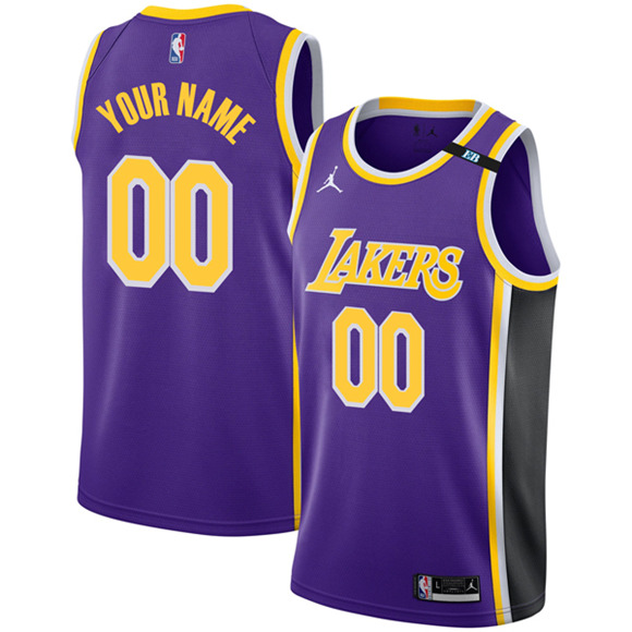 Men's Los Angeles Lakers Custom Statement Jersey with EB Patch – All Stitched (Check description if you want Women or Youth size)