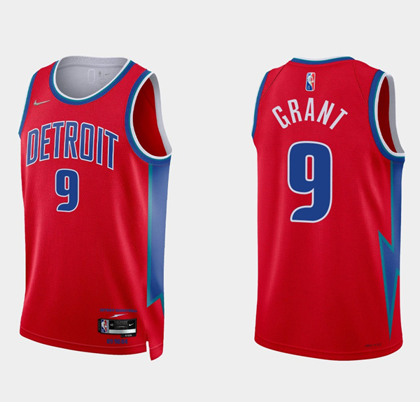 Men's Detroit Pistons #9 Jerami Grant 75th Anniversary Red Stitched Basketball Jersey
