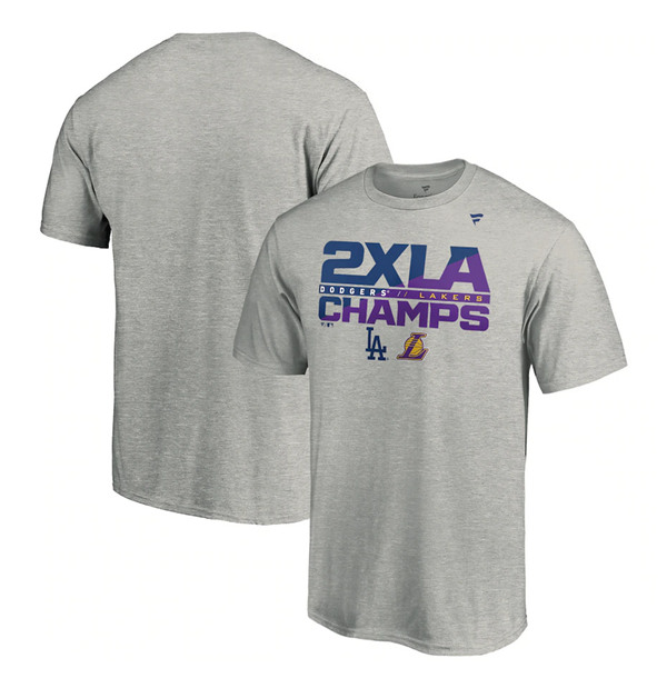 Los Angeles Lakers 2020 Grey Dual Champions 2x T-Shirt