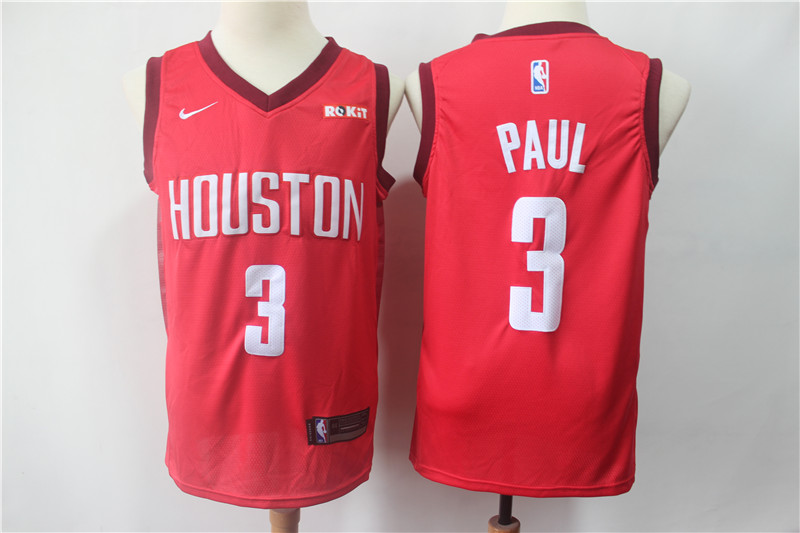 Men's Houston Rockets #3 Chris Paul Red 2018/19 Earned Edition Swingman Stitched NBA Jersey
