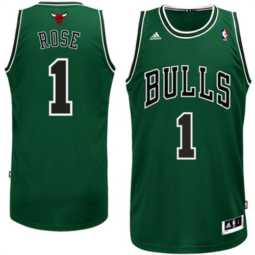 Men's Chicago Bulls #1 Derrick Rose Green Stitched Basketball Jersey