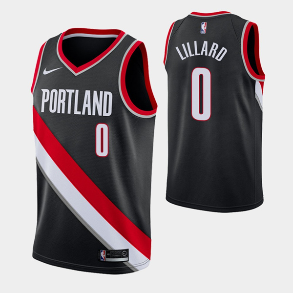 Men's Portland Trail Blazers #0 Damian Lillard Black Stitched NBA Jersey