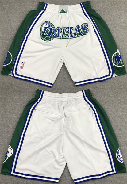 Men's Dallas Mavericks White/Green Shorts (Run Small)