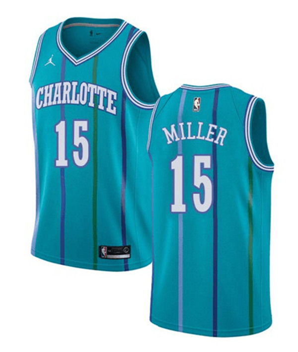 Men's Charlotte Hornets #15 Percy Miller Aqua Stitched NBA Jersey