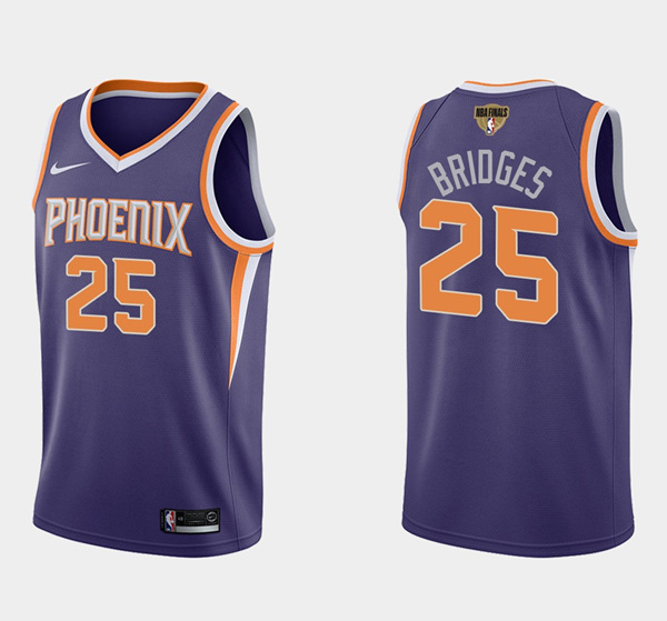 Men's Phoenix Suns #25 Mikal Bridges Purple 2021 NBA Finals Stitched Basketball Jersey