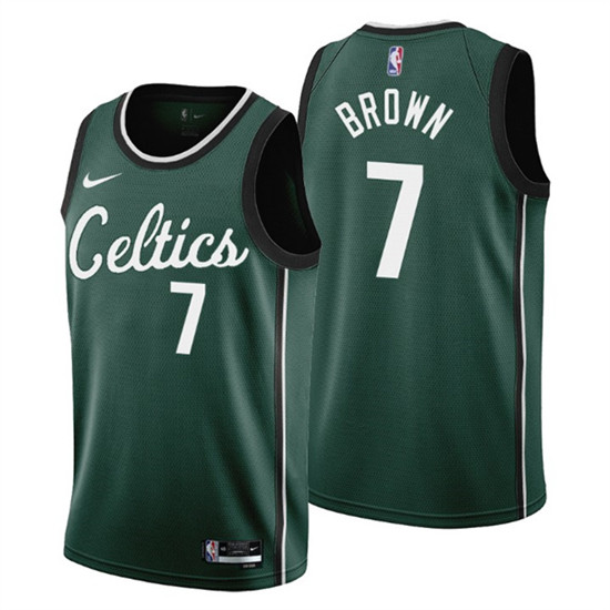 Men's Boston Celtics #7 Jaylen Brown 2022/23 Green City Edition Stitched Jersey